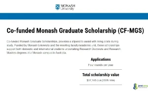 Co-funded Monash Graduate Scholarship (CF-MGS) 2026