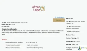 Ethiopia 2026 African Union Youth Volunteer Corps & Leadership Funding Aid