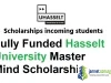 Fully Funded Hasselt University Master Mind Scholarship 2026 Fully Funded Hasselt University Master Mind Scholarship 2026