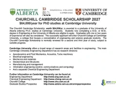 Fully Funded University of Alberta Churchill Cambridge Scholarship 2026 Fully Funded University of Alberta Churchill Cambridge Scholarship 2026