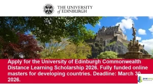 Fully Funded University of Edinburgh Commonwealth Distance Learning Scholarship 2026