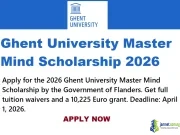 Ghent University Master Mind Scholarship 2026 Ghent University Master Mind Scholarship 2026