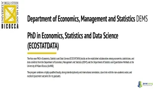 Italy 2026 ECOSTATDATA PhD Programme for Data Scientists and Economist