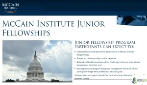 USA 2026 McCain Institute Junior Fellowship & Policy Leadership Funding