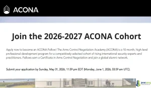 2026 ACONA Fellowship (Funding for International Security Program)
