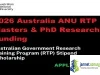2026 Australia ANU RTP Masters & PhD Research Funding