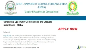 2026 Daejin University IUCEA Scholarship Fund