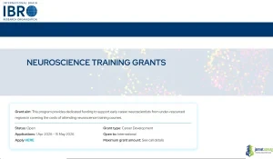 2026 IBRO Neuroscience Training Grants ($5,000 for Researchers)