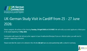 2026 UK-German Study Visit Funding for Professional Development of Teachers