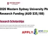 2026 Western Sydney University PhD Research Funding