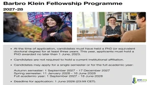 2027 Barbro Klein Fellowship (Research Grant in Sweden)