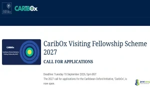 2027 CaribOx Visiting Fellowship (Oxford University Fund for Researchers)