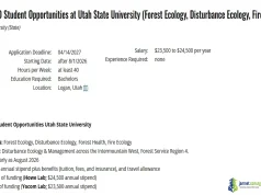 2027 Utah State University Graduate Program ($48,000 Full Funding for Masters & PhD)