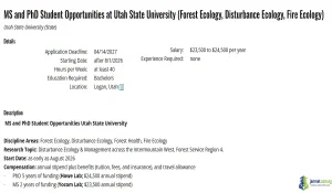 2027 Utah State University Graduate Program ($48,000 Full Funding for Masters & PhD)