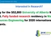 Canada 2026 University of Alberta Research Funding ($52,800 Grant)