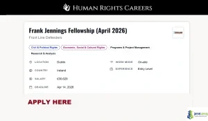 Ireland 2026 Frank Jennings Fellowship (€30,629 Grant)