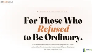 Nigeria 2026 Remarkable Mentorship Program (12-Month Mentorship)