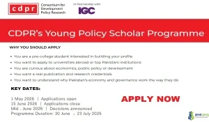 2026 CDPR Young Policy Scholar Programme for Pre-University Students
