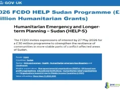 2026 FCDO HELP Sudan Programme (£30 Million Humanitarian Grants)