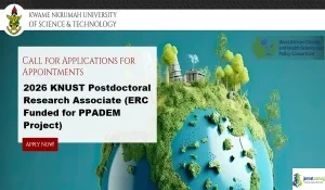 2026 KNUST Postdoctoral Research Associate (ERC Funded for PPADEM Project)