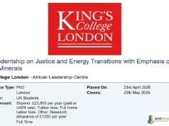 2026 King’s College London UKRI Future Leaders Fellowship (Full Funding for PhD Studentship)