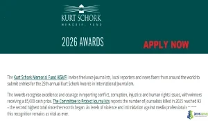 2026 Kurt Schork Awards ($5,000 Prize for International Journalists)