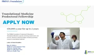 2026 PhRMA Foundation Predoctoral Fellowship ($60,000 Translational Medicine Grants)