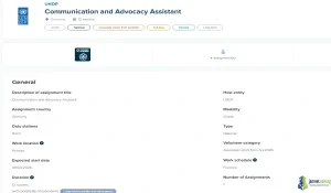 2026 UNDP UNV Communication and Advocacy Assistant in Germany