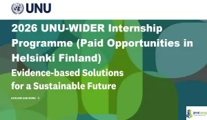 2026 UNU-WIDER Internship Programme (Paid Opportunities in Helsinki Finland)