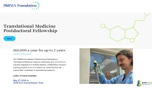 2026 USA PhRMA Foundation Postdoctoral Fellowship ($120,000 Translational Medicine Grants)