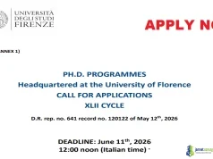 2026 University of Florence Scholarship (Funding for PhD students) 2026 University of Florence Scholarship (PhD Programmes)