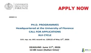 2026 University of Florence Scholarship (PhD Programmes)
