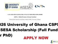 2026 University of Ghana CSPS AISESA Scholarship (Full Funding for PhD)