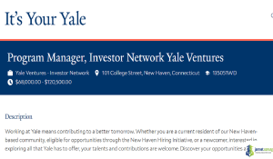 2026 Yale Ventures Investor Network Recruitment