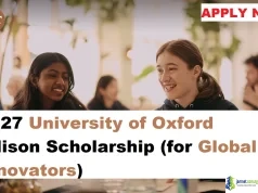 2027 University of Oxford Ellison Scholarship (for Global Innovators)