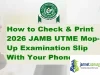 How to Check & Print 2026 JAMB UTME Mop-Up Examination Slip With Your Phone
