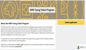 2026 APRI Young Talent Program Policy Internships