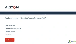 2026 Alstom Graduate Program (Signaling System Engineer in France)