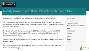 2026 Cambridge Graduate Course for Medicine Director