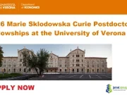 2026 Marie Sklodowska Curie Postdoctoral Fellowships at the University of Verona 2026 Marie Sklodowska Curie Postdoctoral Fellowships at the University of Verona
