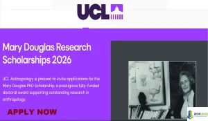 2026 Mary Douglas Scholarship for PhD in Anthropology (Fully funded)