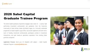 2026 Sahel Capital Graduate Trainee Program