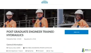 2026 Tractebel Post Graduate Engineer Trainee (PGET) in India