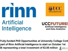 2026 University College Cork Rinn AI PhD Scholarships in Ireland