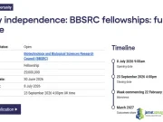 2026 BBSRC Early Independence Fellowship in the UK (Fully Funded Research Fellowship)