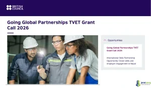 2026 British Council Going Global Partnerships TVET Grant