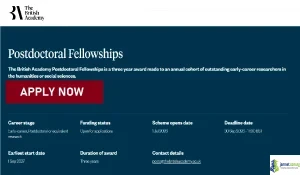 2026 UK British Academy Postdoctoral Fellowships (Fully Funded)