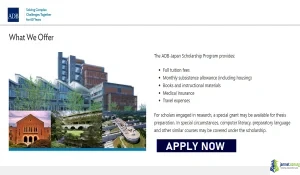2027 Fully Funded Asian Development Bank Japan Scholarship for Master's Students