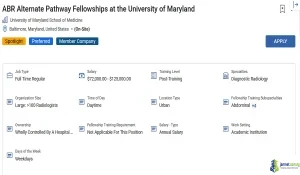 2027 University of Maryland ABR Alternate Pathway Fellowships in Diagnostic Radiology