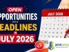 Open Opportunities with Deadlines in July 2026